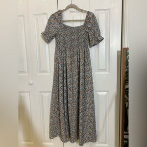 Zuimoaes Floral Maxi Dress with Puff Sleeves